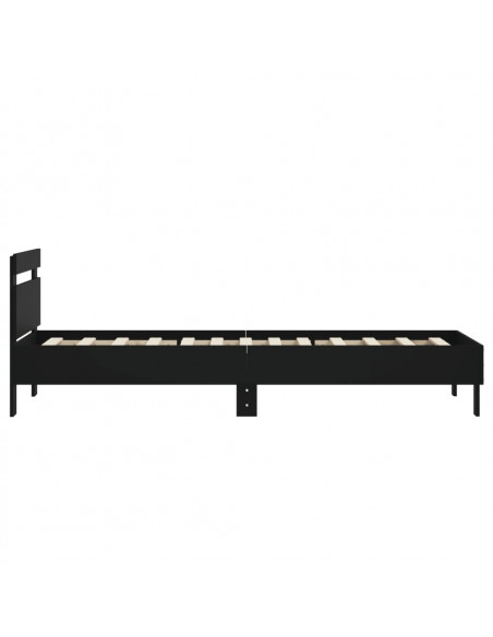 Giroletto con Testiera Nero 90x200 cm in Legno Multistrato
