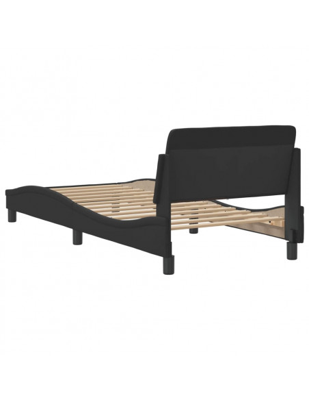 Giroletto con Testiera Nero 90x200 cm in Similpelle