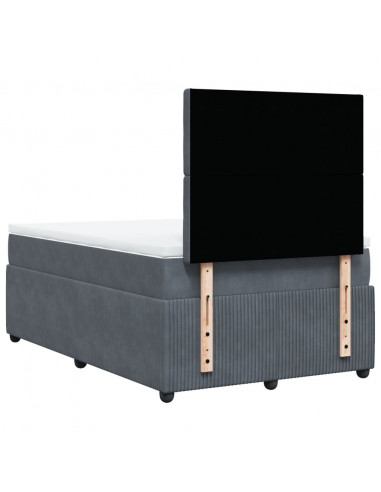 Giroletto a Molle con Materasso Grigio Scuro 120x190 cm Velluto