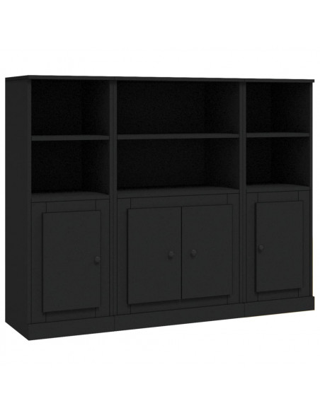 Credenze 3 pz Nere in Legno Multistrato