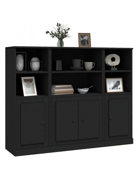 Credenze 3 pz Nere in Legno Multistrato