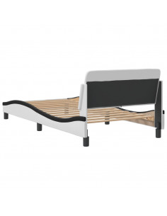 Giroletto con Testiera Nero e Bianco 100x200 cm in Similpelle