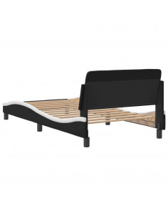 Giroletto con Testiera Nero e Bianco 100x200 cm in Similpelle