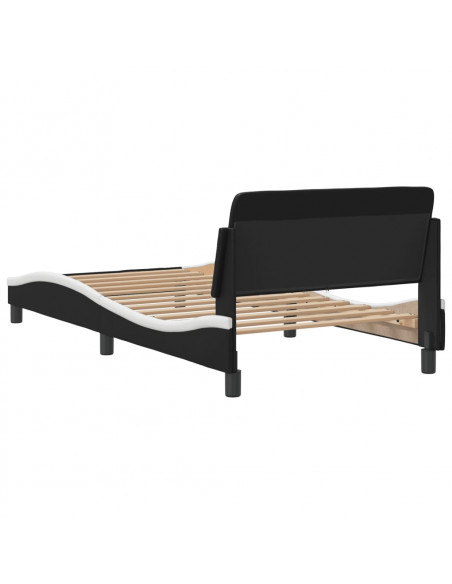 Giroletto con Testiera Nero e Bianco 100x200 cm in Similpelle