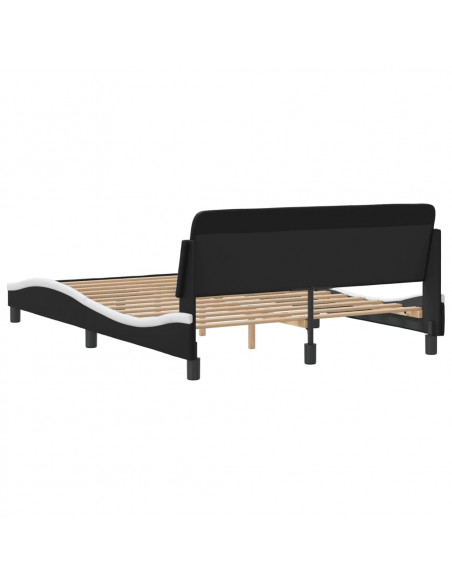 Giroletto con Testiera Nero e Bianco 120x200 cm in Similpelle