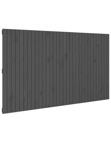 Testiera da Parete Grigia 204x3x110cm in Legno Massello di Pino