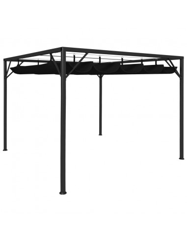 Gazebo da Giardino con Tetto a Scomparsa 3x3 m Antracite