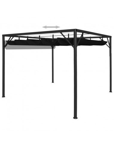 Gazebo da Giardino con Tetto a Scomparsa 3x3 m Antracite
