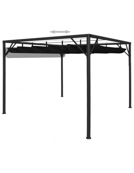 Gazebo da Giardino con Tetto a Scomparsa 3x3 m Antracite