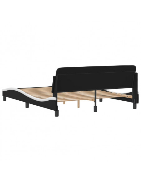 Giroletto con Testiera Nero e Bianco 160x200 cm in Similpelle