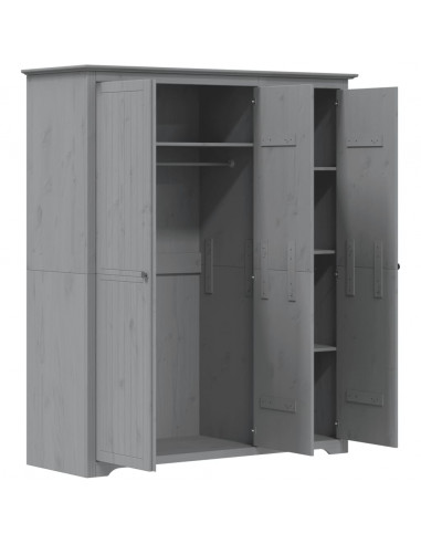 Armadio BODO 146x53,5x173 cm in Legno Massello di Pino Grigio