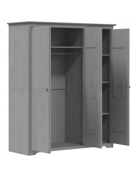 Armadio BODO 146x53,5x173 cm in Legno Massello di Pino Grigio