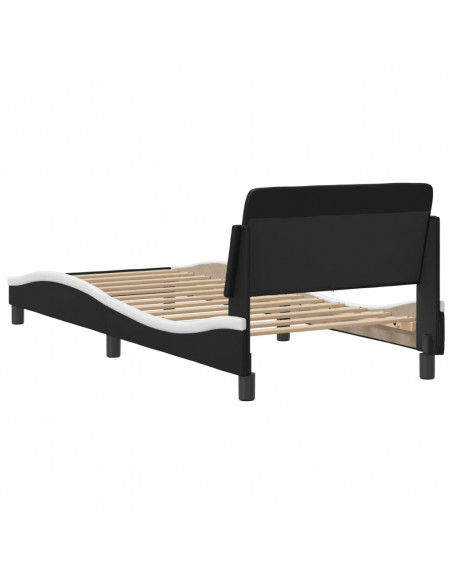 Giroletto con Testiera Nero e Bianco 80x200 cm in Similpelle