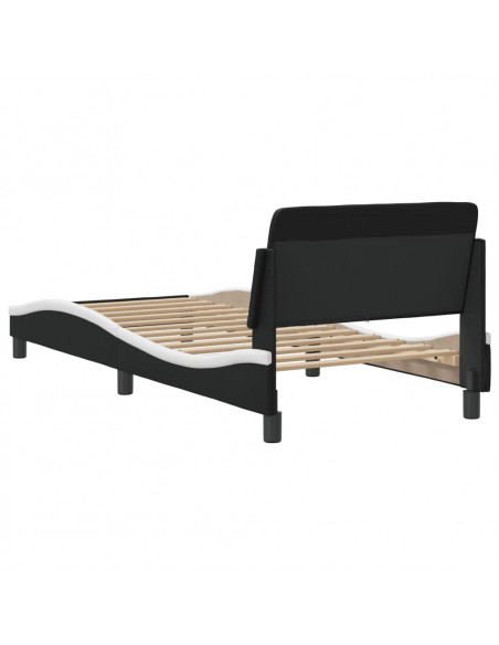 Giroletto con Testiera Nero e Bianco 90x190 cm in Similpelle
