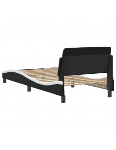 Giroletto con Testiera Nero e Bianco 90x200 cm in Similpelle