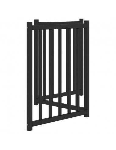 Cancello Cani Pieghevole 3 Pannelli Nero 150 cm Massello Abete