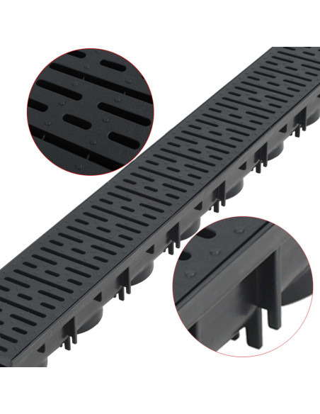 Canalette di Drenaggio 3 pz Plastica 3 m