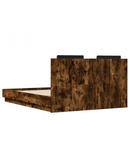 Giroletto con Testiera Rovere Fumo 135x190 cm Legno Multistrato