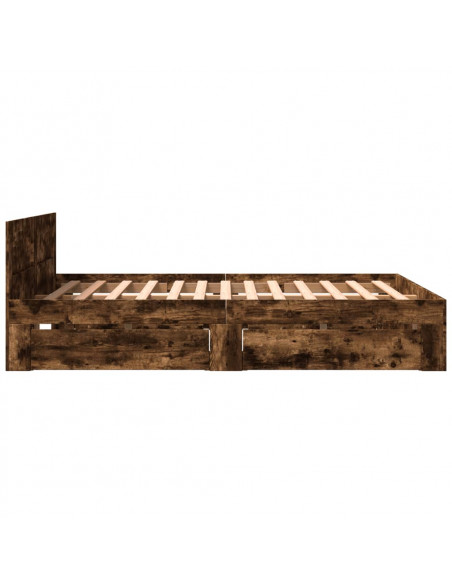 Giroletto con Testiera Rovere Fumo 160x200 cm Legno Multistrato