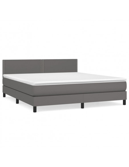 Giroletto a Molle con Materasso Grigio 160x200 cm in Similpelle