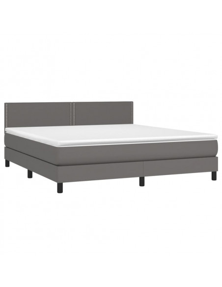 Giroletto a Molle con Materasso Grigio 160x200 cm in Similpelle