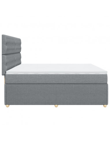 Giroletto a Molle con Materasso Grigio Chiaro 200x200cm Tessuto