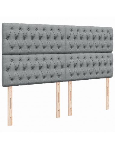 Giroletto a Molle con Materasso Grigio Chiaro 200x200cm Tessuto