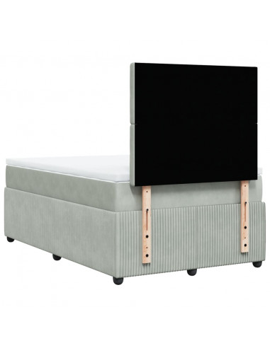 Giroletto a Molle con Materasso Grigio Chiaro 120x200cm Velluto