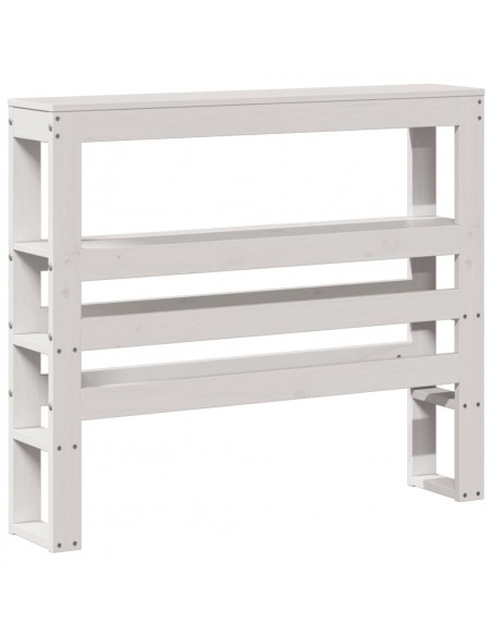Testiera con Ripiani Bianca 75 cm in Legno Massello di Pino