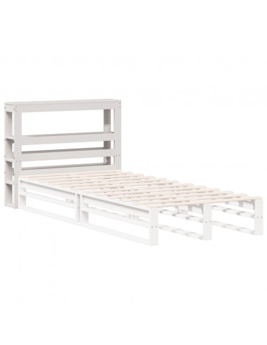 Testiera con Ripiani Bianca 75 cm in Legno Massello di Pino