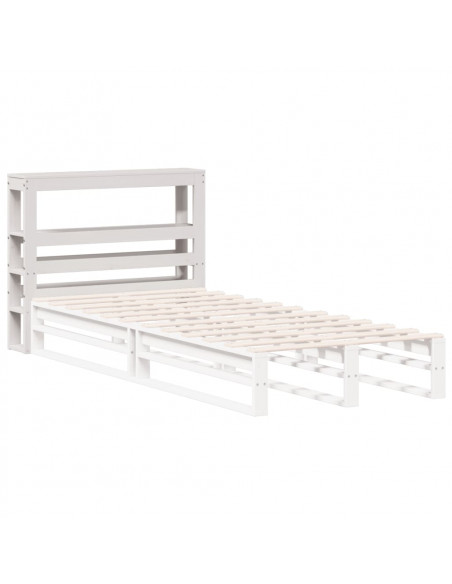 Testiera con Ripiani Bianca 75 cm in Legno Massello di Pino