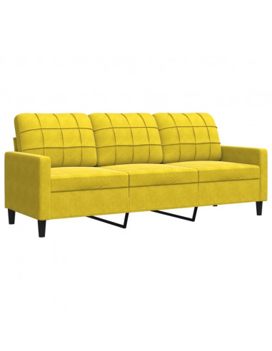 Divano a 3 Posti Giallo 180 cm in Velluto
