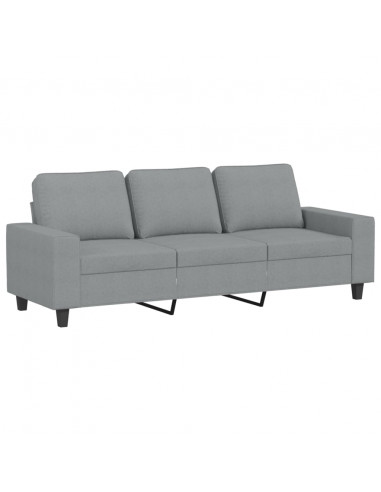 Divano a 3 Posti con Poggiapiedi Grigio Chiaro 180cm in Tessuto