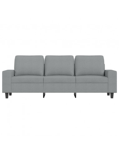 Divano a 3 Posti con Poggiapiedi Grigio Chiaro 180cm in Tessuto