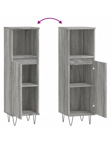 Armadietto Bagno Grigio Sonoma 30x30x100cm in Legno Multistrato