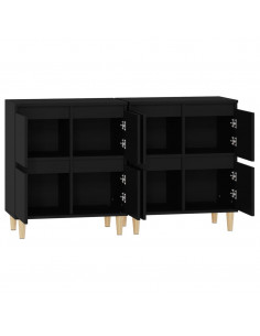 Credenze 2pz Nere 60x35x70 cm in Legno Multistrato 2