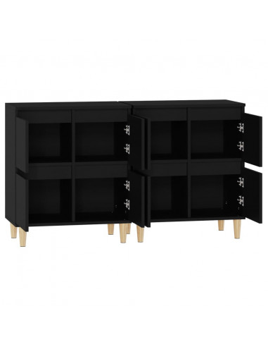 Credenze 2pz Nere 60x35x70 cm in Legno Multistrato