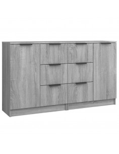 Credenze 2 pz Grigio Sonoma 60x30x70 cm in Legno Multistrato 2