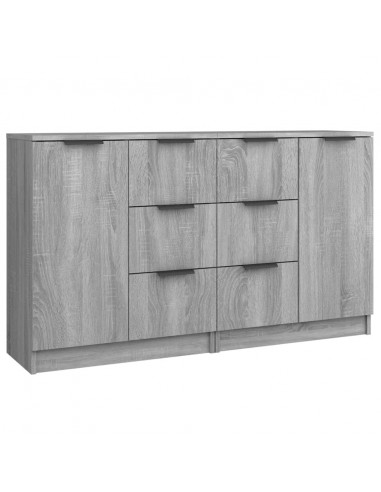 Credenze 2 pz Grigio Sonoma 60x30x70 cm in Legno Multistrato