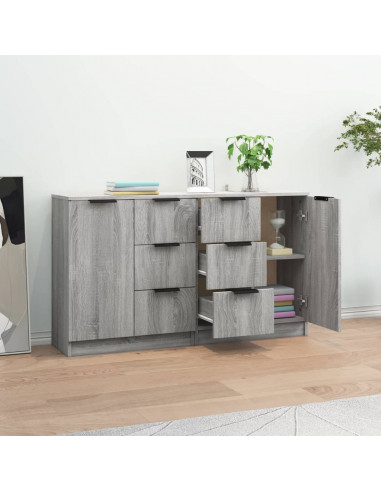 Credenze 2 pz Grigio Sonoma 60x30x70 cm in Legno Multistrato