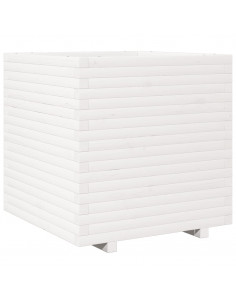 Fioriera da Giardino Bianca 70x70x72 cm Legno Massello di Pino 2
