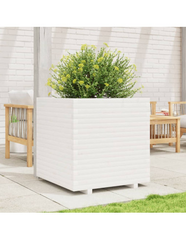 Fioriera da Giardino Bianca 70x70x72 cm Legno Massello di Pino