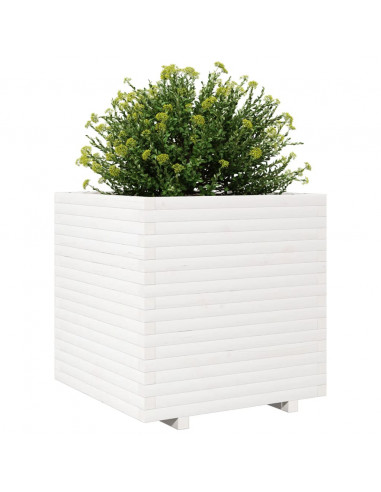 Fioriera da Giardino Bianca 70x70x72 cm Legno Massello di Pino