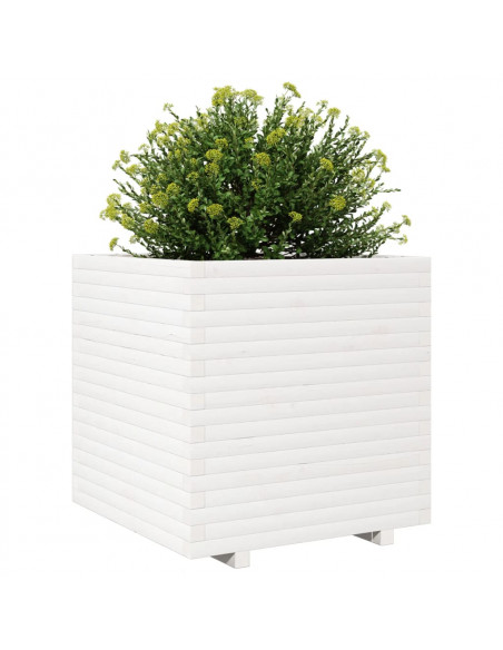 Fioriera da Giardino Bianca 70x70x72 cm Legno Massello di Pino