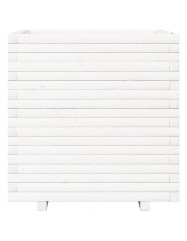 Fioriera da Giardino Bianca 70x70x72 cm Legno Massello di Pino