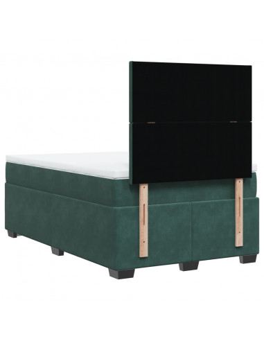 Giroletto a Molle con Materasso Verde Scuro 120x200 cm Velluto