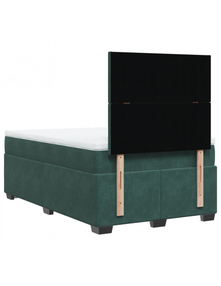 Giroletto a Molle con Materasso Verde Scuro 120x200 cm Velluto