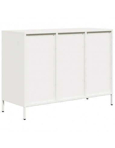 Credenza Bianca 101,5x39x73,5 cm in Acciaio Laminato a Freddo
