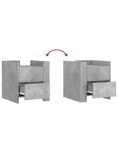 Comodino Grigio Cemento 45x50x50 cm in Truciolato