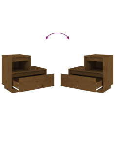Comodini 2 pz Miele 60x34x51 cm in Legno Massello di Pino 2